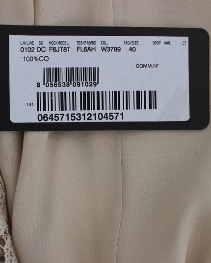 Dolce & Gabbana Beige Ricamo Cutout Cotton Sheath Dress