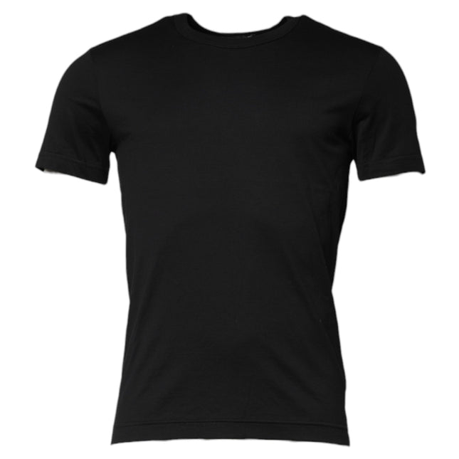 Dolce & Gabbana Black Cotton Short Sleeves Round Neck T-shirt