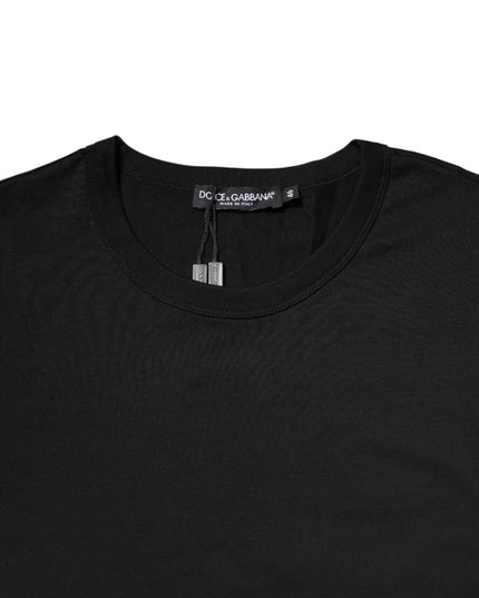 Dolce & Gabbana Black Cotton Short Sleeves Round Neck T-shirt