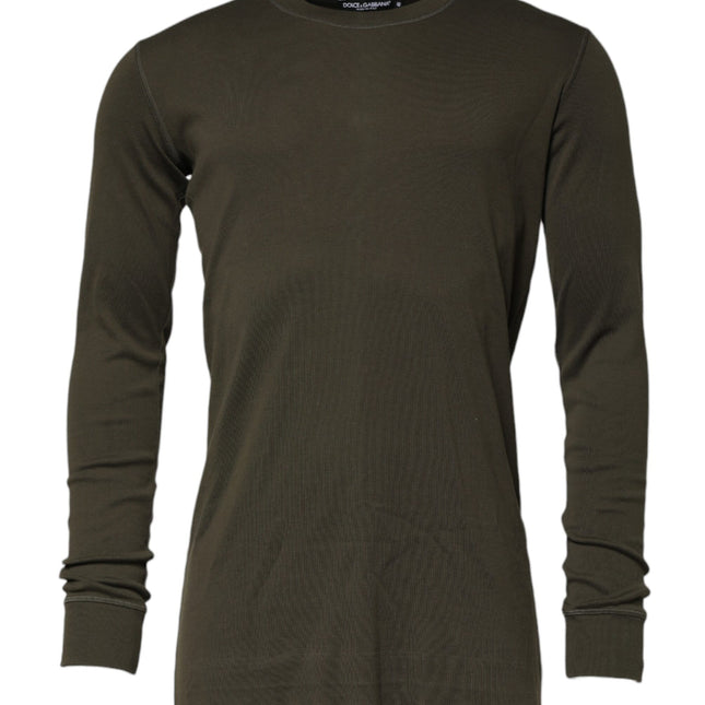 Dolce & Gabbana Dark Green Long Sleeves Crew Neck T-shirt