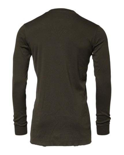 Dolce & Gabbana Dark Green Long Sleeves Crew Neck T-shirt