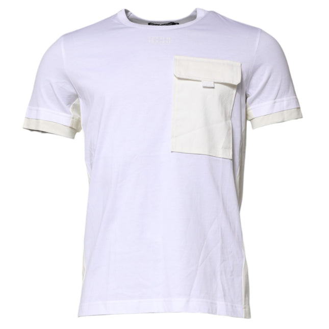 Dolce & Gabbana White Cotton Pocket Short Sleeves T-shirt