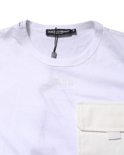 Dolce & Gabbana White Cotton Pocket Short Sleeves T-shirt
