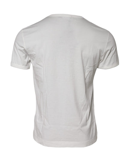 Dolce & Gabbana White Cotton DG Crown Embossed T-shirt