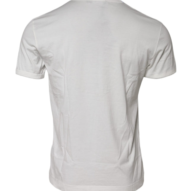 Dolce & Gabbana White Cotton DG Crown Embossed T-shirt