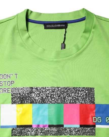 Dolce & Gabbana Green Graphic Printed Round Neck T-shirt