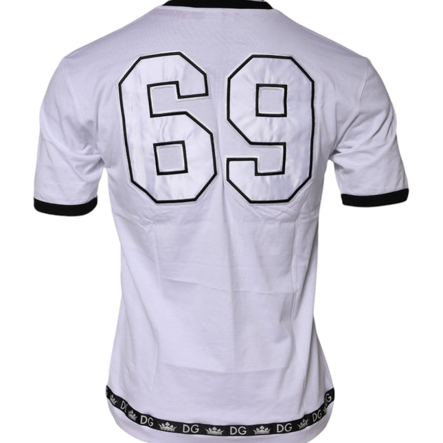 Dolce & Gabbana White Cotton Crown King Embroidery T-shirt
