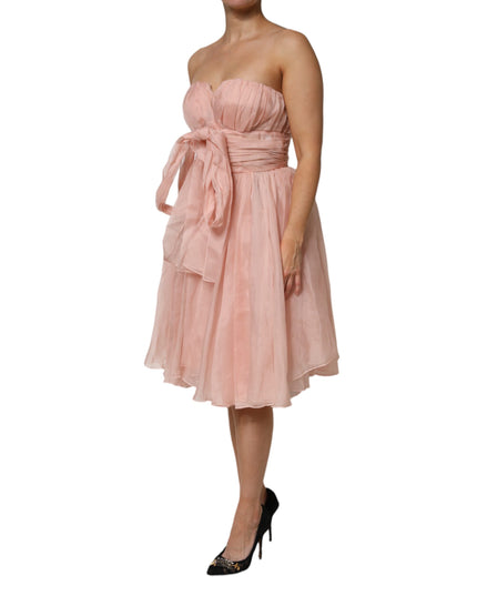 Dolce & Gabbana Pink Silk Chiffon A-line Pleated Midi Dress
