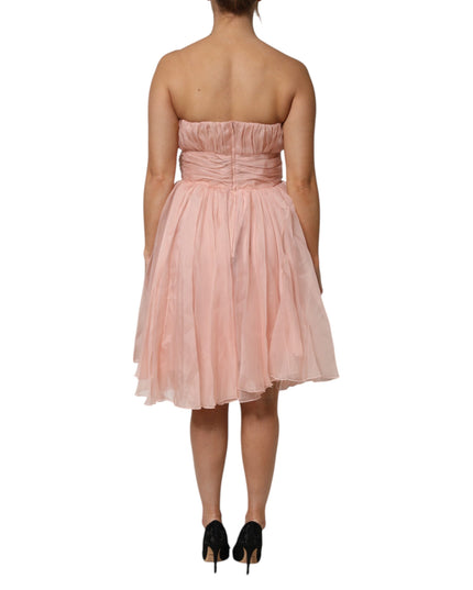 Dolce & Gabbana Pink Silk Chiffon A-line Pleated Midi Dress