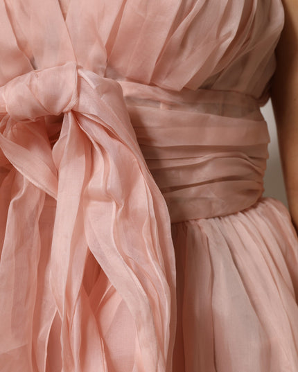 Dolce & Gabbana Pink Silk Chiffon A-line Pleated Midi Dress