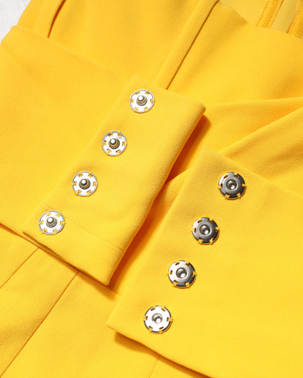 Dolce & Gabbana Yellow One Shoulder Side Slit Midi Dress