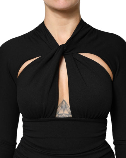 Dolce & Gabbana Black Long Sleeves Sheath Midi Dress