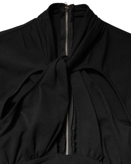 Dolce & Gabbana Black Long Sleeves Sheath Midi Dress