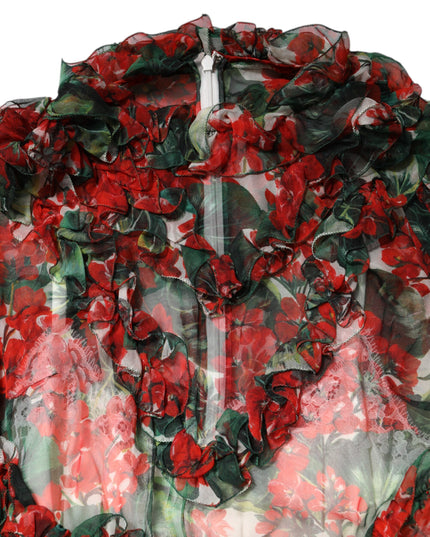 Dolce & Gabbana Multicolor Ruffle Floral Long Sleeves Dress