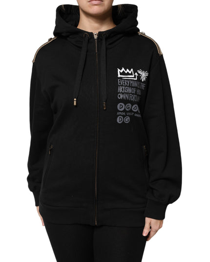 Dolce & Gabbana Black Logo Hooded Full Zip Sweatshirt Jacket