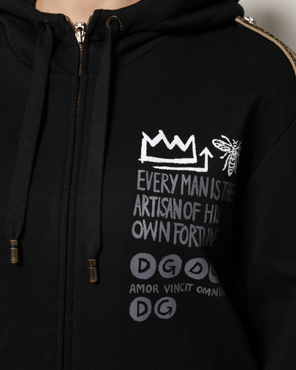 Dolce & Gabbana Black Logo Hooded Full Zip Sweatshirt Jacket