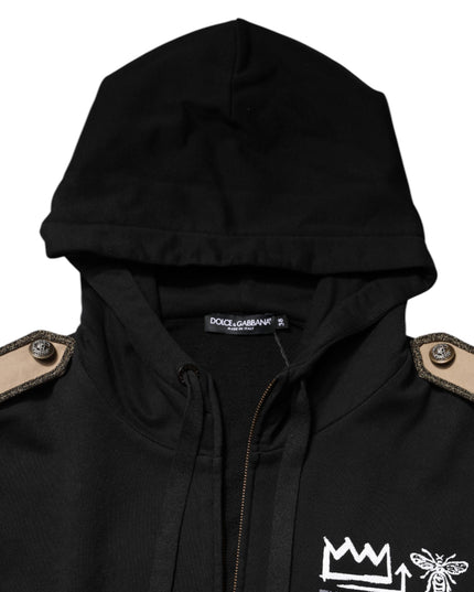 Dolce & Gabbana Black Logo Hooded Full Zip Sweatshirt Jacket