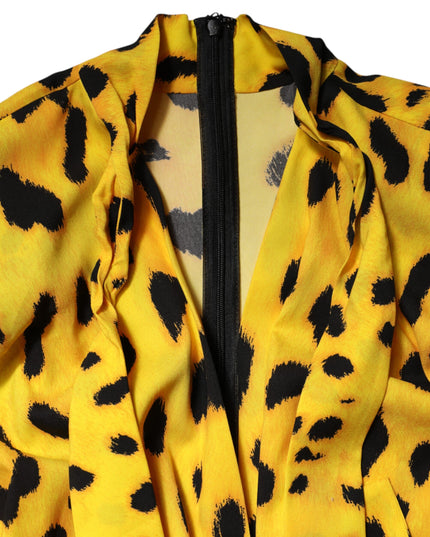 Dolce & Gabbana Yellow Leopard Long Sleeves Jumpsuit Dress