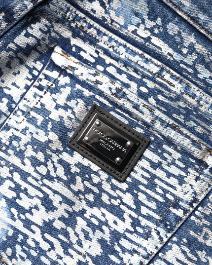 Dolce & Gabbana Blue Washed Print High Waist Denim Jeans