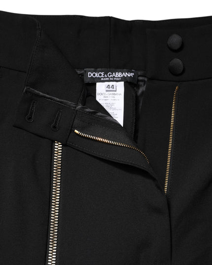Dolce & Gabbana Black Wool High Waist Zipper Tapered Pants