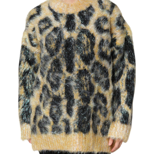 Dolce & Gabbana Multicolor Leopard Mohair Crew Neck Sweater