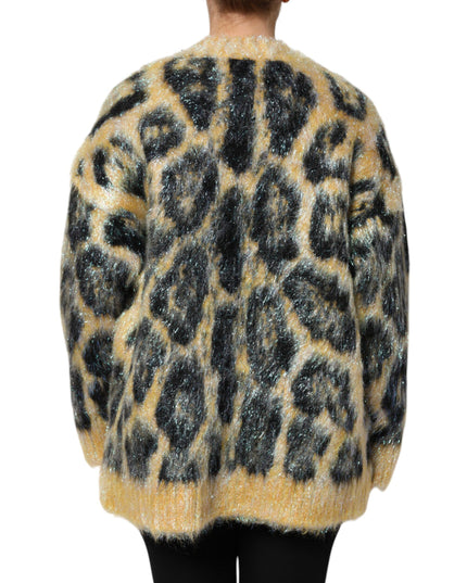 Dolce & Gabbana Multicolor Leopard Mohair Crew Neck Sweater