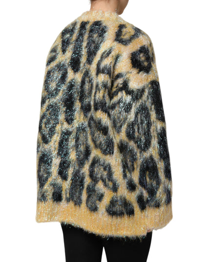 Dolce & Gabbana Multicolor Leopard Mohair Crew Neck Sweater