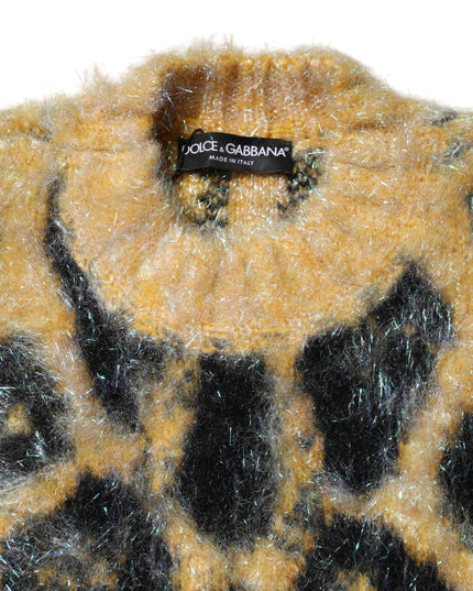 Dolce & Gabbana Multicolor Leopard Mohair Crew Neck Sweater
