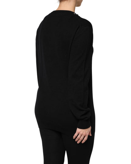 Dolce & Gabbana Black Cashmere Crystal Embellished Sweater