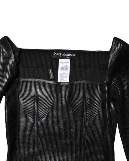 Dolce & Gabbana Black Viscose Long Sleeves Fitted Blouse Top