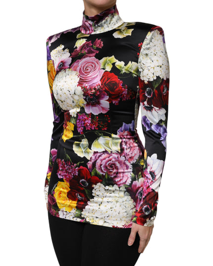 Dolce & Gabbana Multicolor Ortensies Long Sleeves Blouse Top