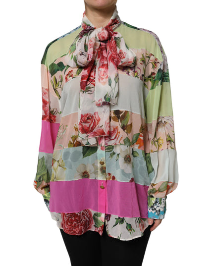 Dolce & Gabbana Multicolor Floral Patchwork Long Sleeves Top
