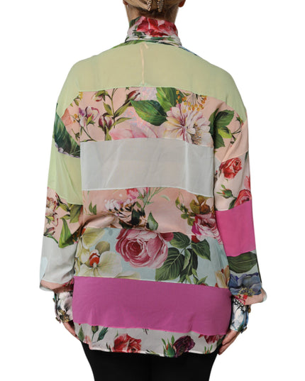 Dolce & Gabbana Multicolor Floral Patchwork Long Sleeves Top