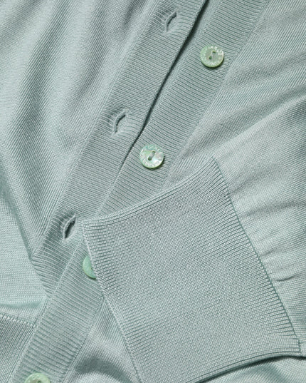 Dolce & Gabbana Light Green Silk Button Down Cardigan Sweater