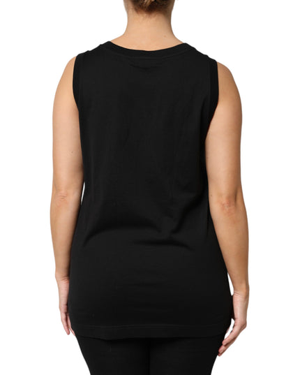 Dolce & Gabbana Black DG Embellished Sleeveless Tank Top