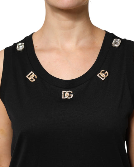 Dolce & Gabbana Black DG Embellished Sleeveless Tank Top