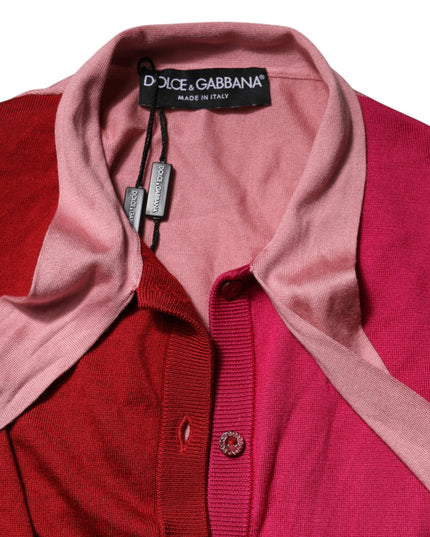 Dolce & Gabbana Pink Short Sleeves Buttoned Ascot Collar Top