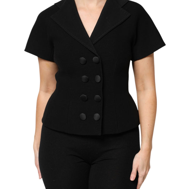 Dolce & Gabbana Black Wool Double Breasted Coat Jacket