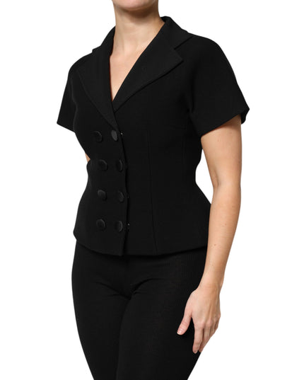 Dolce & Gabbana Black Wool Double Breasted Coat Jacket