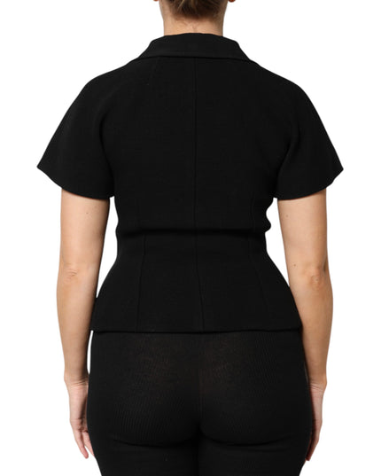 Dolce & Gabbana Black Wool Double Breasted Coat Jacket