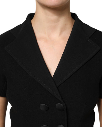 Dolce & Gabbana Black Wool Double Breasted Coat Jacket