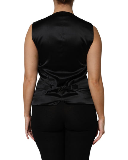 Dolce & Gabbana Silver Floral Jacquard Sleeveless Vest Top