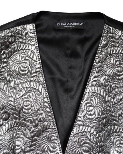 Dolce & Gabbana Silver Floral Jacquard Sleeveless Vest Top