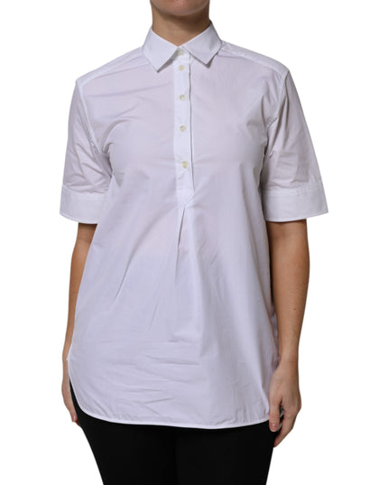 Dolce & Gabbana White Cotton Short Sleeves Collared Polo Top