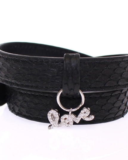 Nialaya Snakeskin CZ LOVE 925 Silver Bracelet