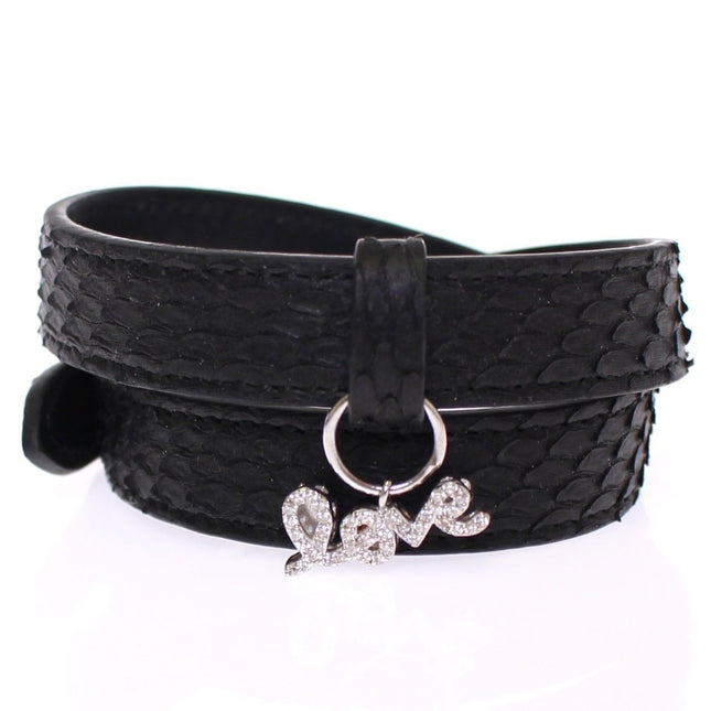Nialaya Snakeskin CZ LOVE 925 Silver Bracelet
