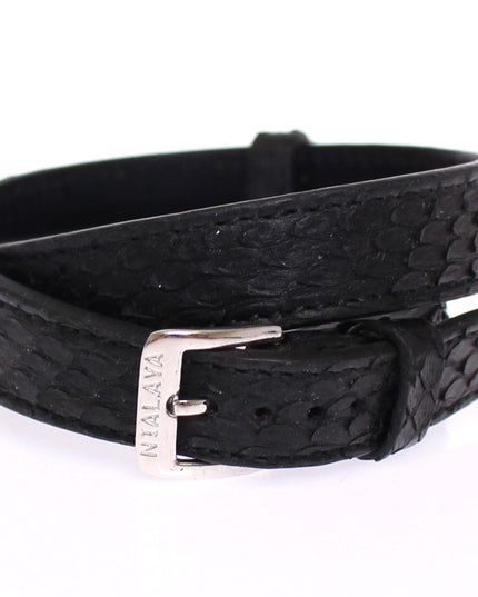 Nialaya Snakeskin CZ LOVE 925 Silver Bracelet