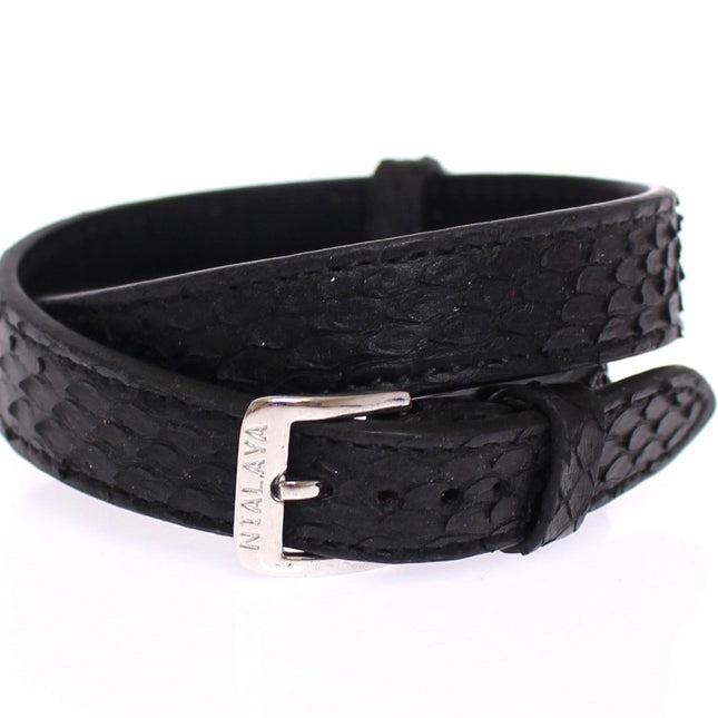 Nialaya Snakeskin CZ LOVE 925 Silver Bracelet