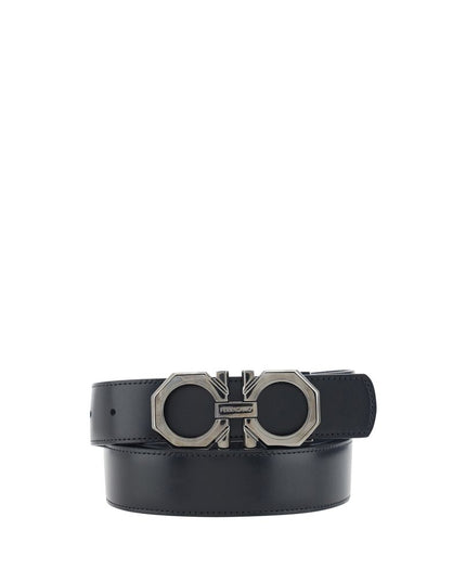 Ferragamo Black Calf Leather Bos Taurus Regular Belt