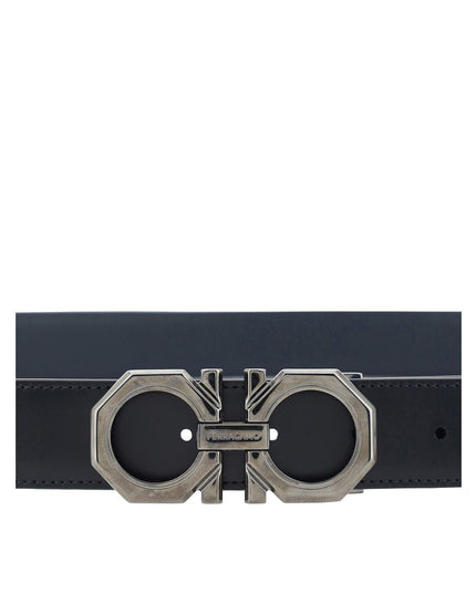 Ferragamo Black Calf Leather Bos Taurus Regular Belt